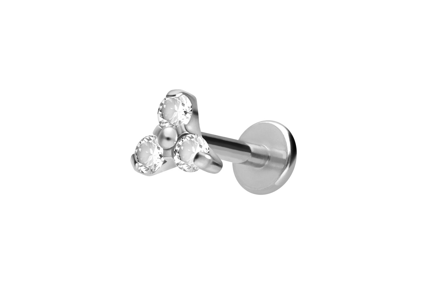 Titan Labret Piercing mit Innengewinde KRISTALLBLUME